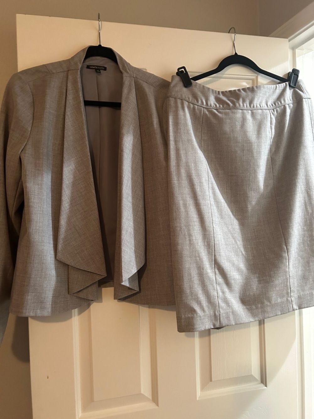 Light Gray Women's Skirt Suit Jacket Set